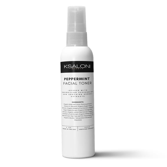KSALONI BEAUTY ORGANIC FACIAL TONER - Alpha Hydroxy Acids, Natural Peppermint Scent