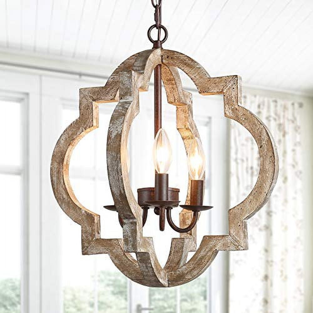 KSANA Farmhouse Orb Chandelier Wood Globe Pendant Lighting for Foyer,  Dining Rooms and Kitchen Island, image size:1000x1000