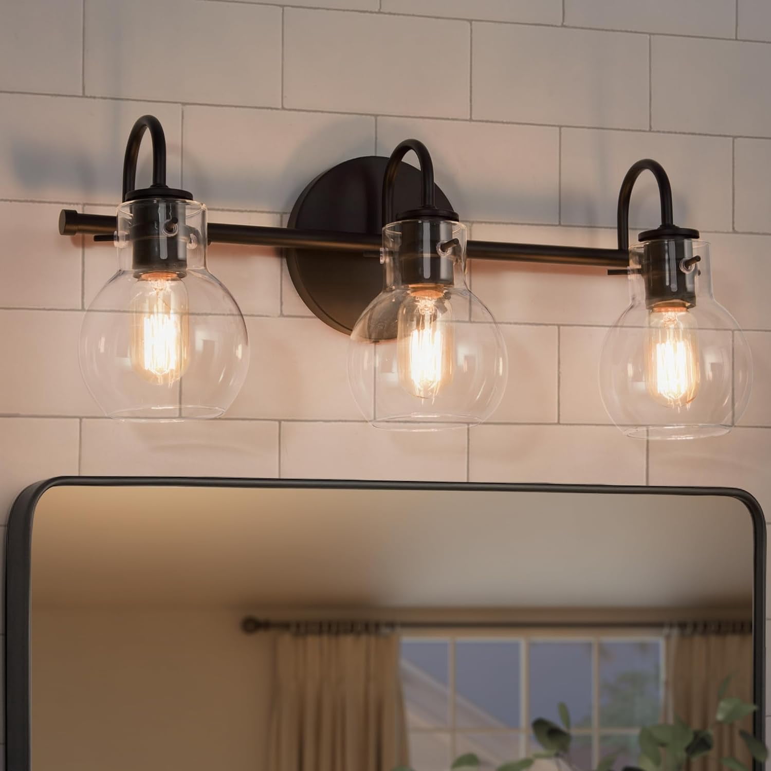 KSANA Gold Bathroom Vanity Light Fixtures with Clear Glass Shade, 22”x7 ...