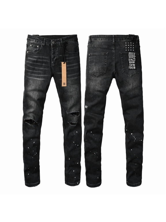 KSB Fashion Ripped Men's Jeans Retro Jeans Stretch Fabric High Streetwear