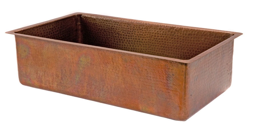 33" Hammered Antique Copper Farmhouse Drop-In Sink