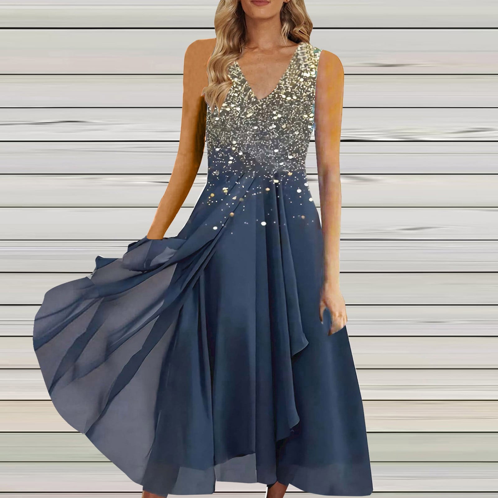 Gold mid length clearance dress