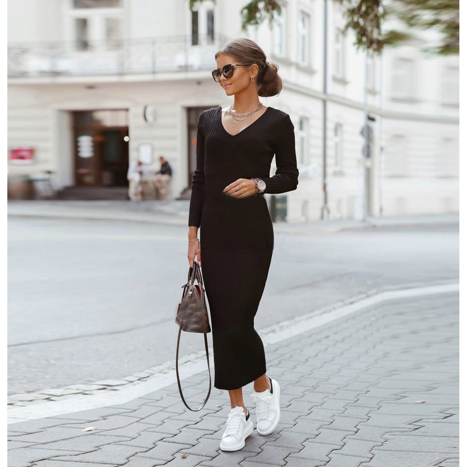 Black Dress Long Tight Dress Casual Bodycon Dress Outfit Long Tight Fitted Maxi  Dresses Casual Maxi