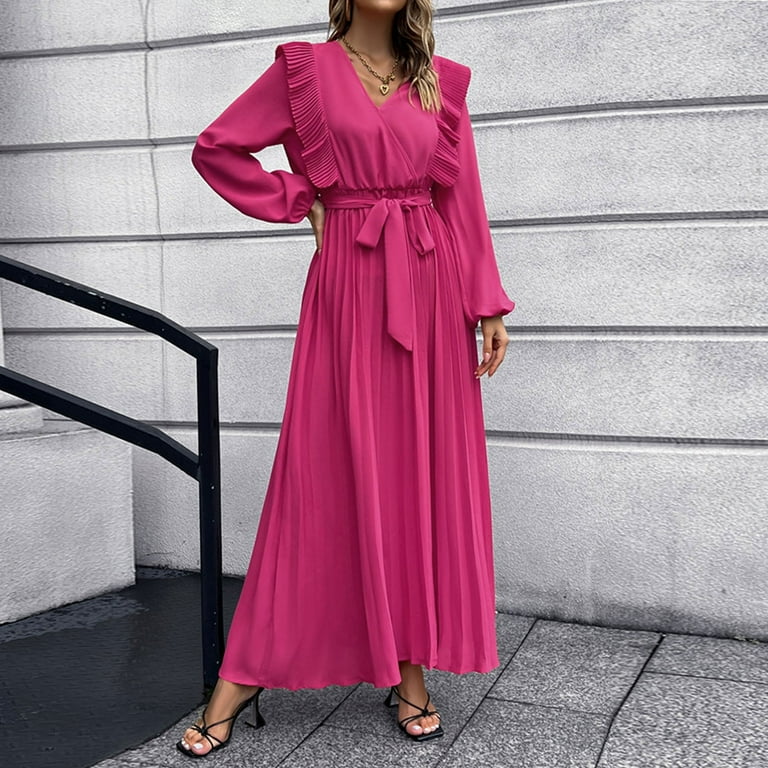 KSCYKKKD Dresses for Women Plus Size Female A Line Solid Long