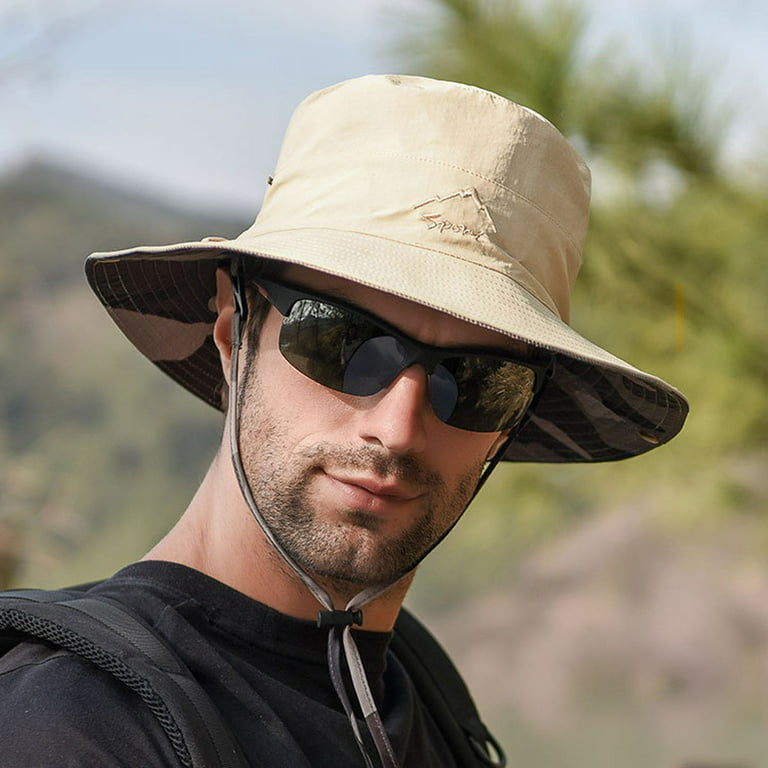 KSCYKKKD Hats for Men Male Bucket Solid Sunshade and Sunscreen