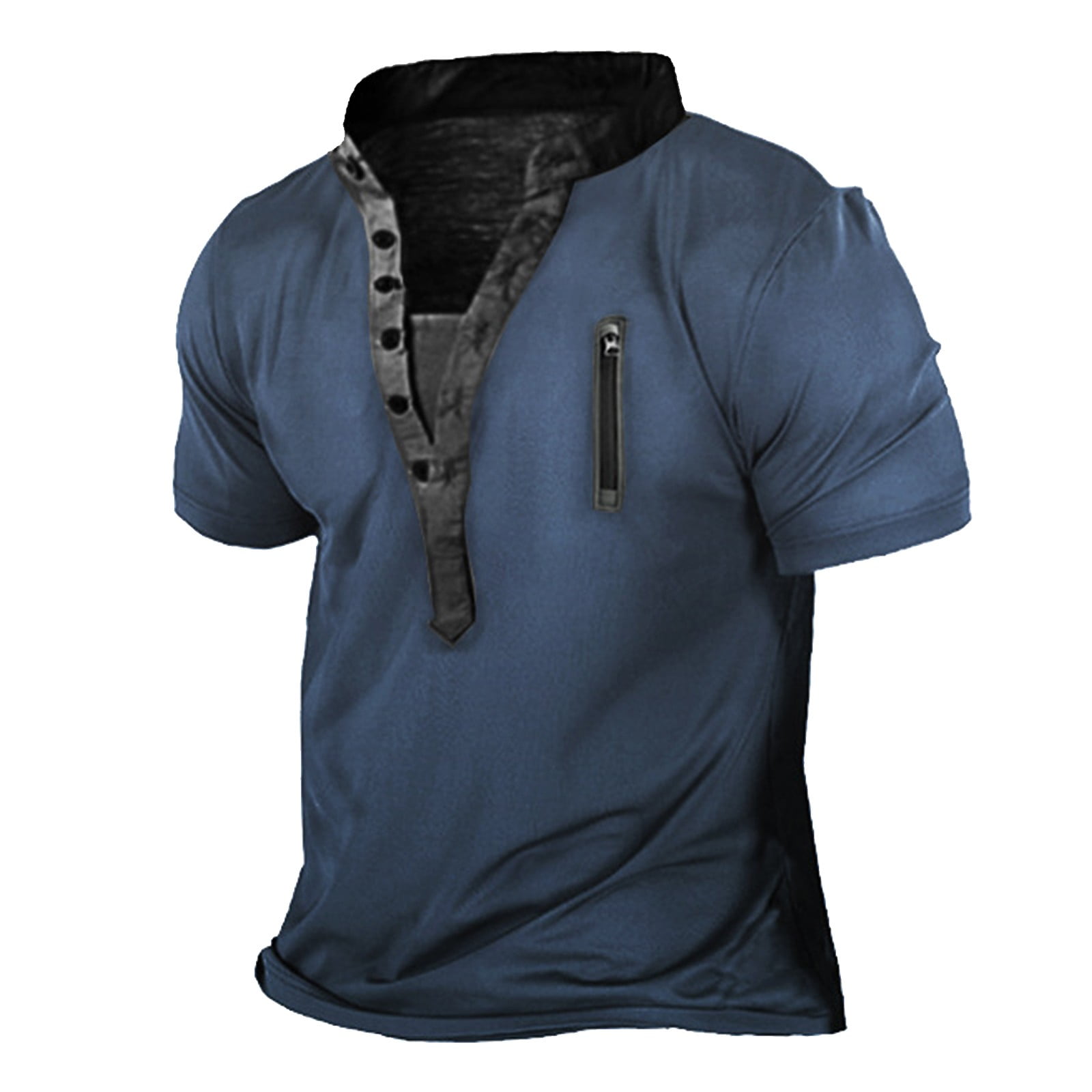 KSCYKKKD Men's Zipper Henley Shirts Short Sleeve Summer Casual Outdoor
