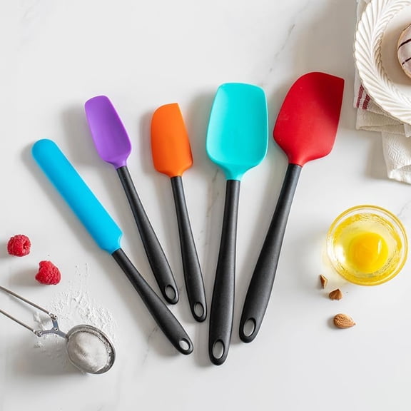 KSENDALO 5-Piece Silicone Spatula Set  Baking & Cake Decorating Tools for Whipping Cream, Cooking, DIY