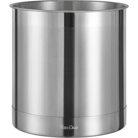 KSENDALO Utensil Holder Stainless Steel- 7x7 inch Jumbo Utensil Holder for Countertop,  Utensil Crock for Spoons, Silverware, and Spatulas for Kitchen