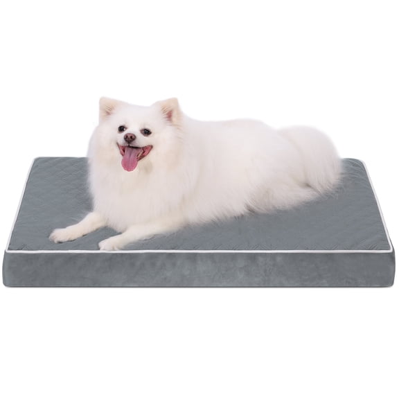KSIIA 23in Dog Crate Bed for Small Dog Orthopedic Dog Bed with Removable Washable Cover, Dark Grey