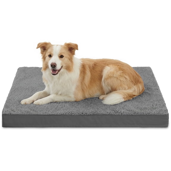 KSIIA 35in Dog Bed for Large Dog Orthopedic Crate Bed with Removable Washable Cover Egg-Crate Foam, Dark Grey