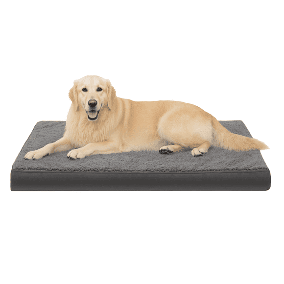 KSIIA 47in Dog Bed for XXLarge Dog Orthopedic Crate Bed with Removable Washable Cover Egg-Crate Foam, Dark Grey