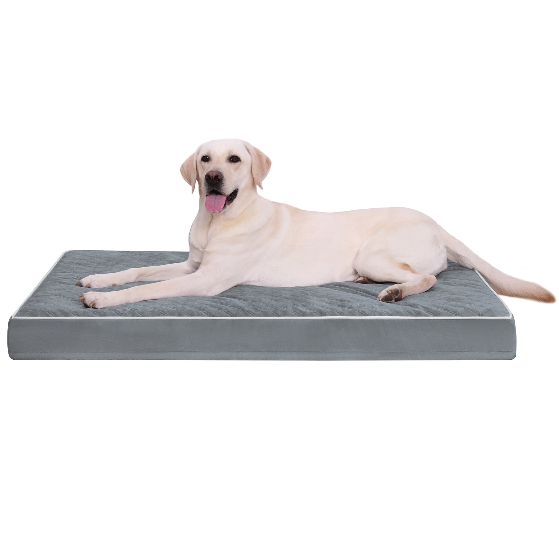 KSIIA 47in Extra Large Dog Bed Orthopedic Crate Bed with Removable Washable Cover Egg-Crate Foam, Dark Grey