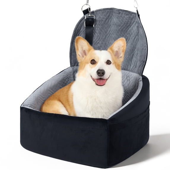 KSIIA Dog Car Seats for Small Dogs, Portable Dog Booster Car Seat with Safe Buckles,Pets Up to 25lbs ,Grey