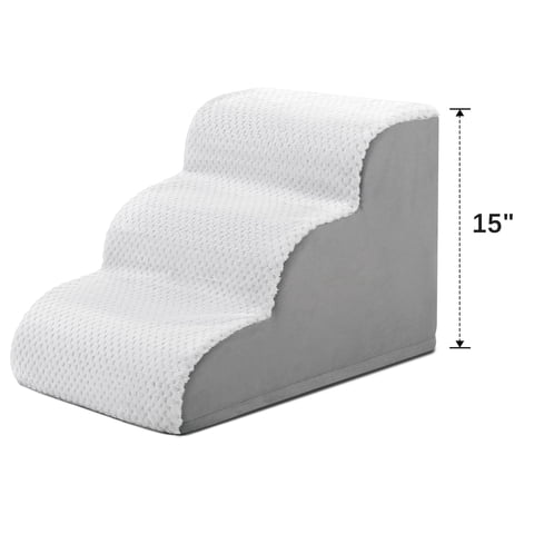 KSIIA Dog Steps for Small Dogs and Cats, 3-Step Pet Stairs for Couch with Anti-Slip Washable Cover and Durable High Density Foam