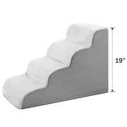 KSIIA Dog Steps for Small Dogs and Cats, 4-Step Pet Stairs for Beds and Couch with Anti-Slip Washable Cover and Durable High Density Foam
