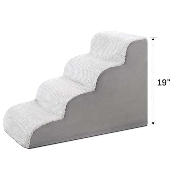 KSIIA Dog Steps for Small Dogs and Cats, 4-Step Pet Stairs for Beds and Couch with Anti-Slip Washable Cover and Durable High Density Foam