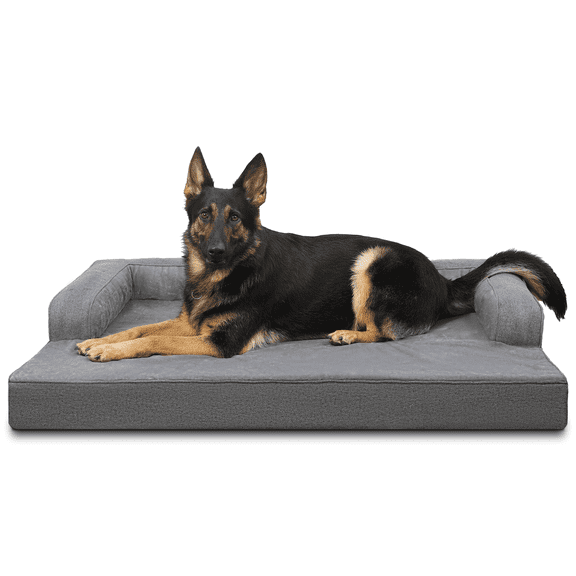 KSIIA Washable Dog Bed for Medium Dogs C-Shaped Bolster Pet Couch with Removable Waterproof Cover