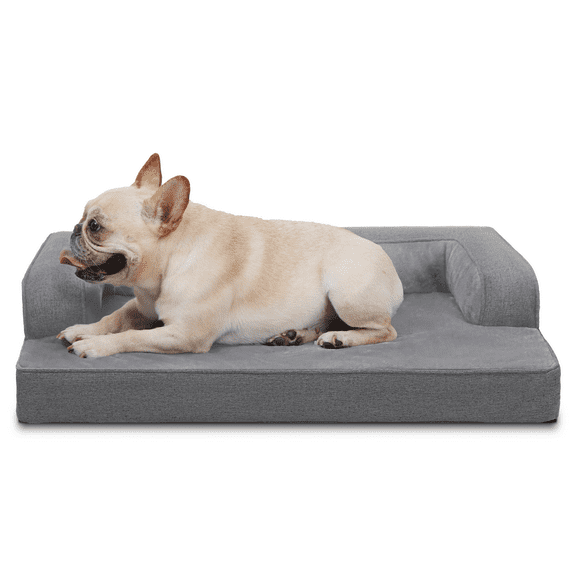 KSIIA Washable Dog Bed for Small Dogs C-Shaped Bolster Pet Couch with Removable Waterproof Cover