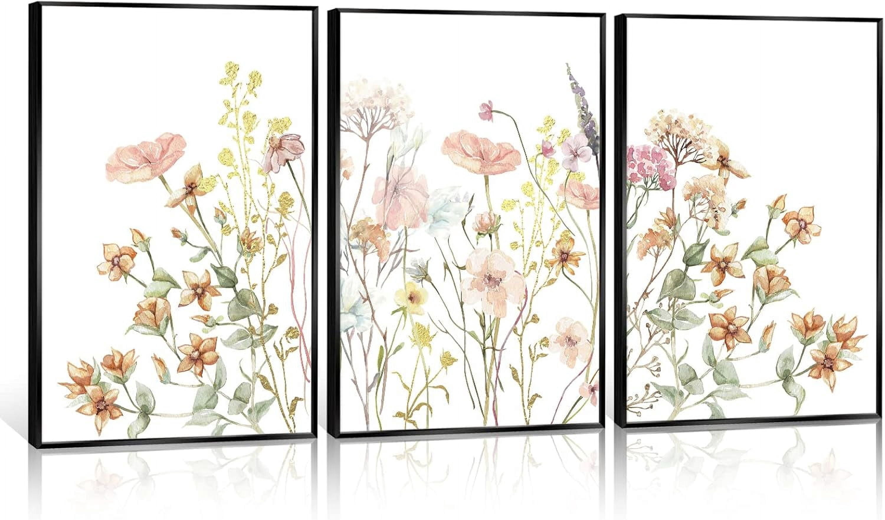 KSIW- 3 Piece Spring Colorful Wildflower Botanical Canvas Wall Art ...