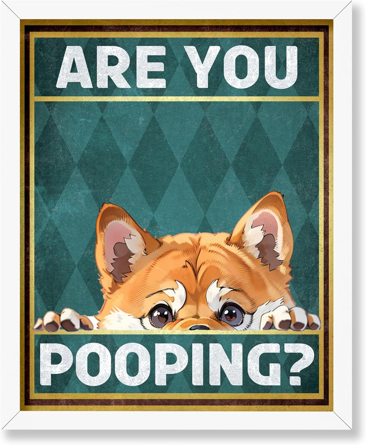 KSIW- Are You Pooping Poster - Peeping Dog Print - Funny Dog Bathroom ...