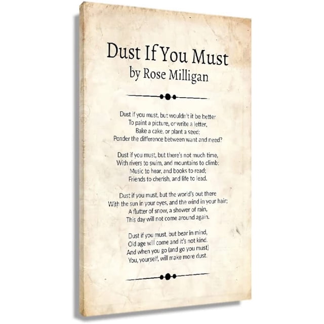 KSIW Dust If You Must Poem Posters UnUnframed Quotes Wall Decor Poetry