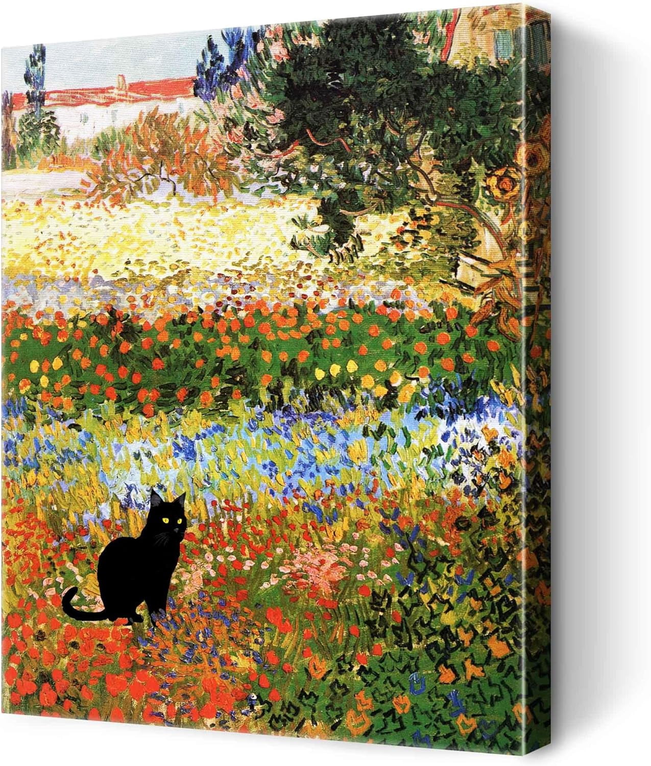 KSIW Garden In Bloom By Vincent Van Gogh Black Cat Canvas Wall Art ksiw-garden-in-bloom-by-vincent-van-gogh-black-cat-canvas-wall-art