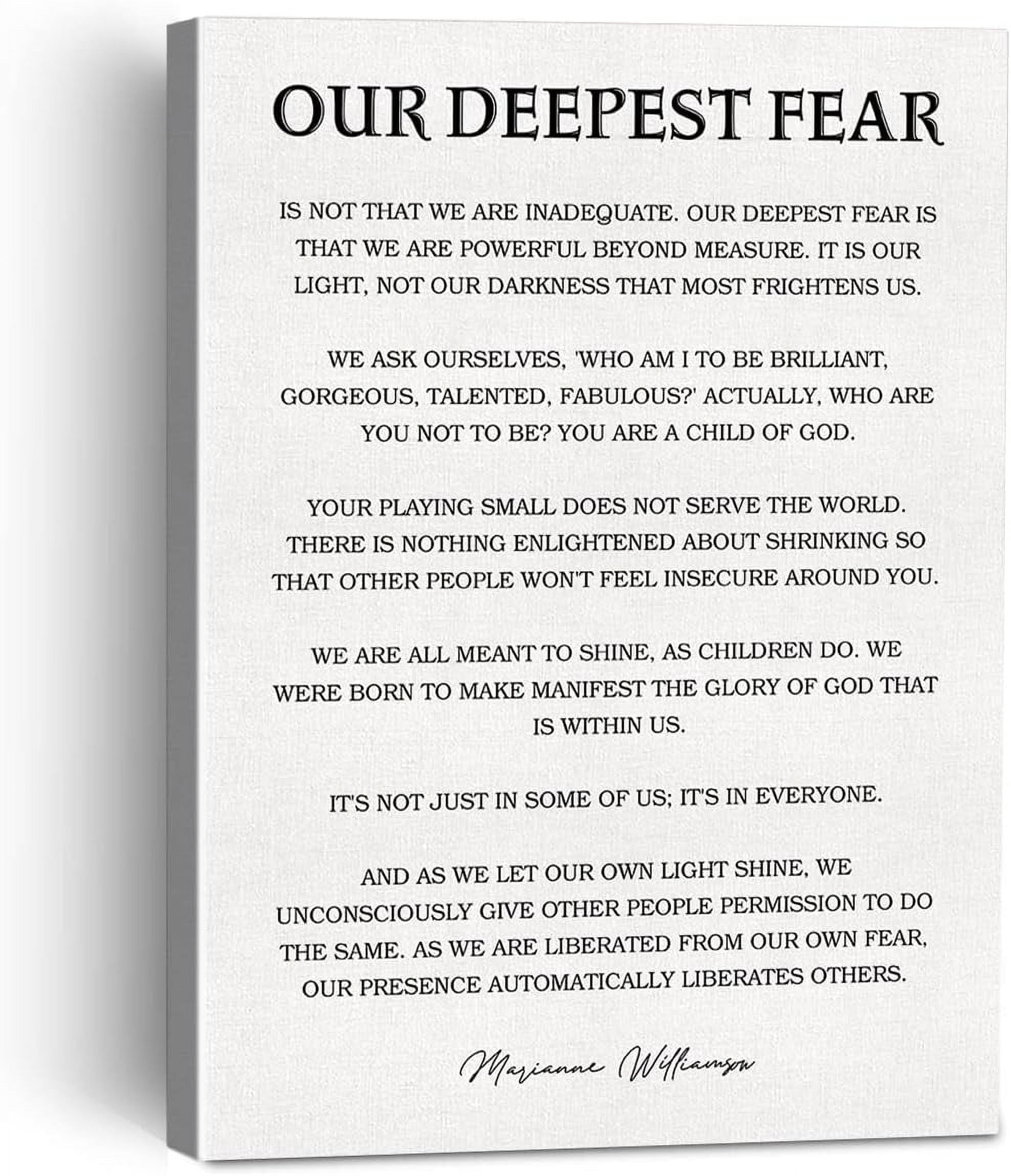 KSIW-Inspirational Our Deepest Fear Poem Canvas Painting UnUnframed Wall Art Decor for Home ...