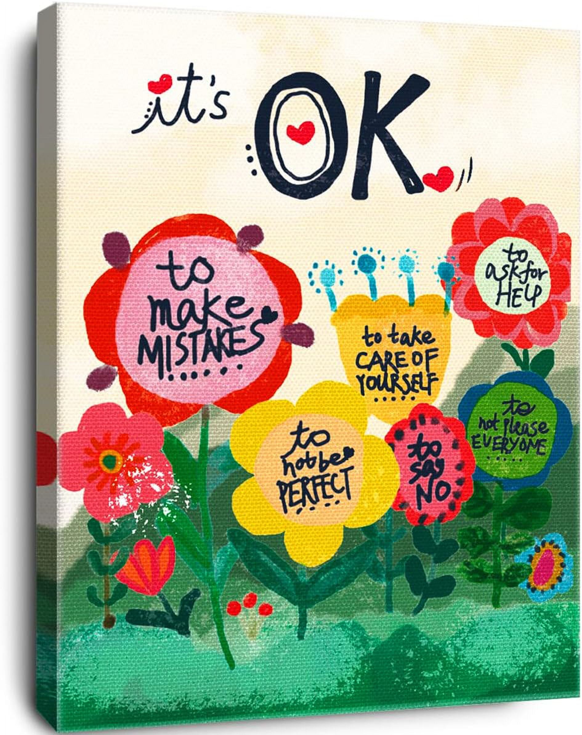 KSIW-It's OK Colorful Flowers Inspirational Quotes Unframed Canvas ...