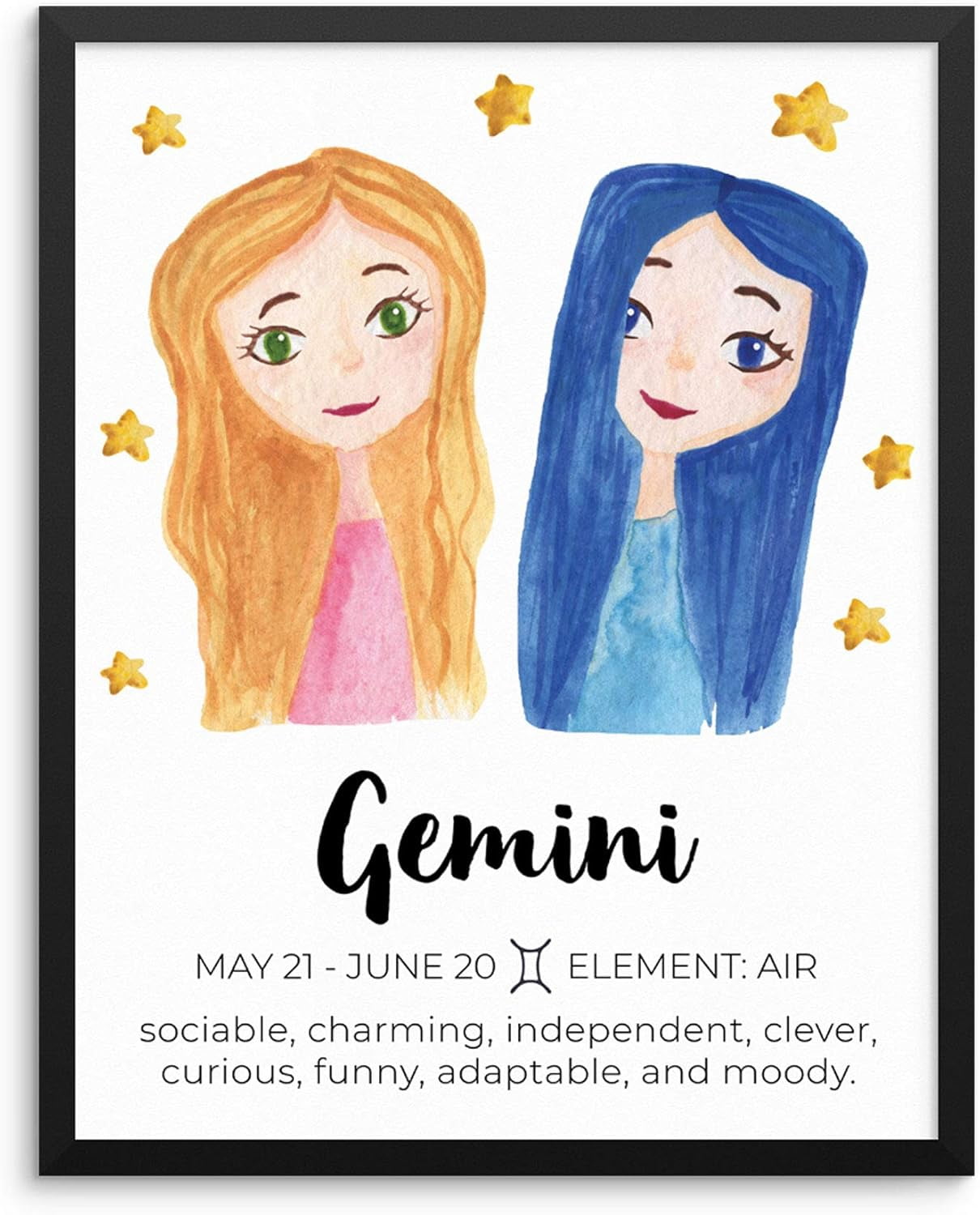 KSIW-Kids GEMINI Zodiac Sign Art Print Children's Horoscope ...