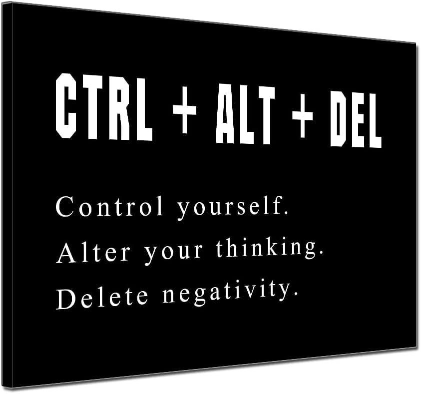 KSIW-Large Frame Control Alt Delete Office Decor Positive Quotes Canvas ...