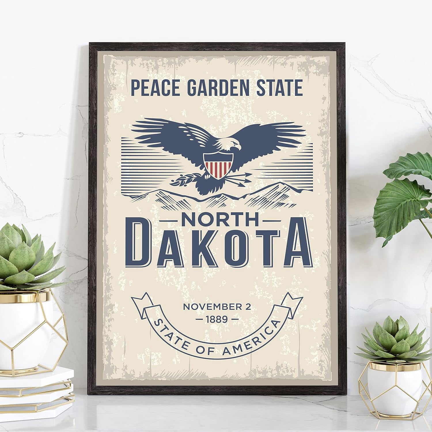 Photo State Poster KSIW-North Dakota State Poster Print, North Dakota State Emblem Poster ...