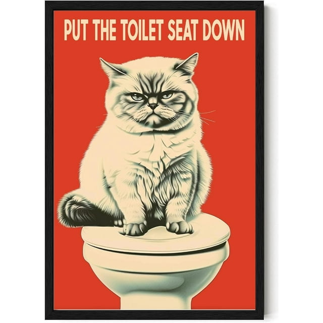 KSIW- Put The Toilet Seat Down Poster - Bathroom Sign Amusing - Art 50S