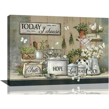 KSIW-Rustic Kitchen Wall Art Farmhouse Kitchen Pictures Wall Decor Country Kitchen Painting Prints Farm Positive Quotes Framed Artwork Ready to Hang 16''x24''