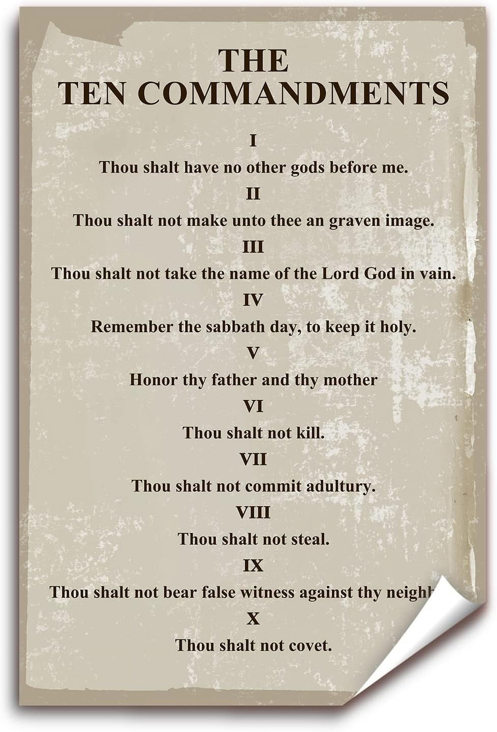 KSIW The Ten Commandments Poster Bible Verses Inspirational Quotes Wall 