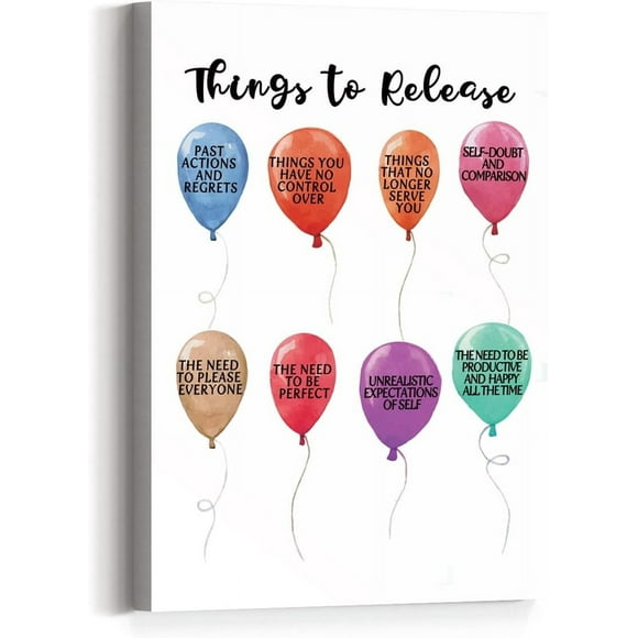 Things To Release Mental Health Wall Art,Positive Psychology Affirmations Feeling Print Unframed Canvas Painting Artwork For School Counseling Office Treatment Office Therapist Office Decor