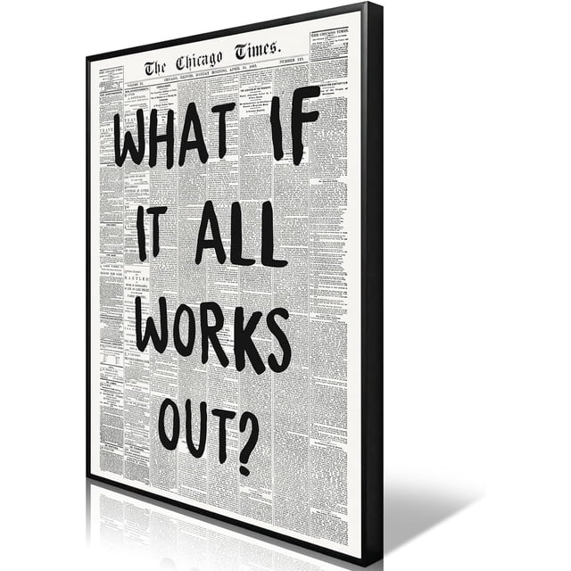 Ksiw trendy newspaper canvas wall art what if it all works out print