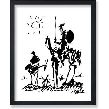 KSIW- Vintage Picasso Poster - Retro Don Quixote Print - Sketch Wall Art - Abstract Art - Gift for Men & Women - Minimal Wall Decor for Living Room, Bedroom or Office - 8x10 UnFramed Wall Art