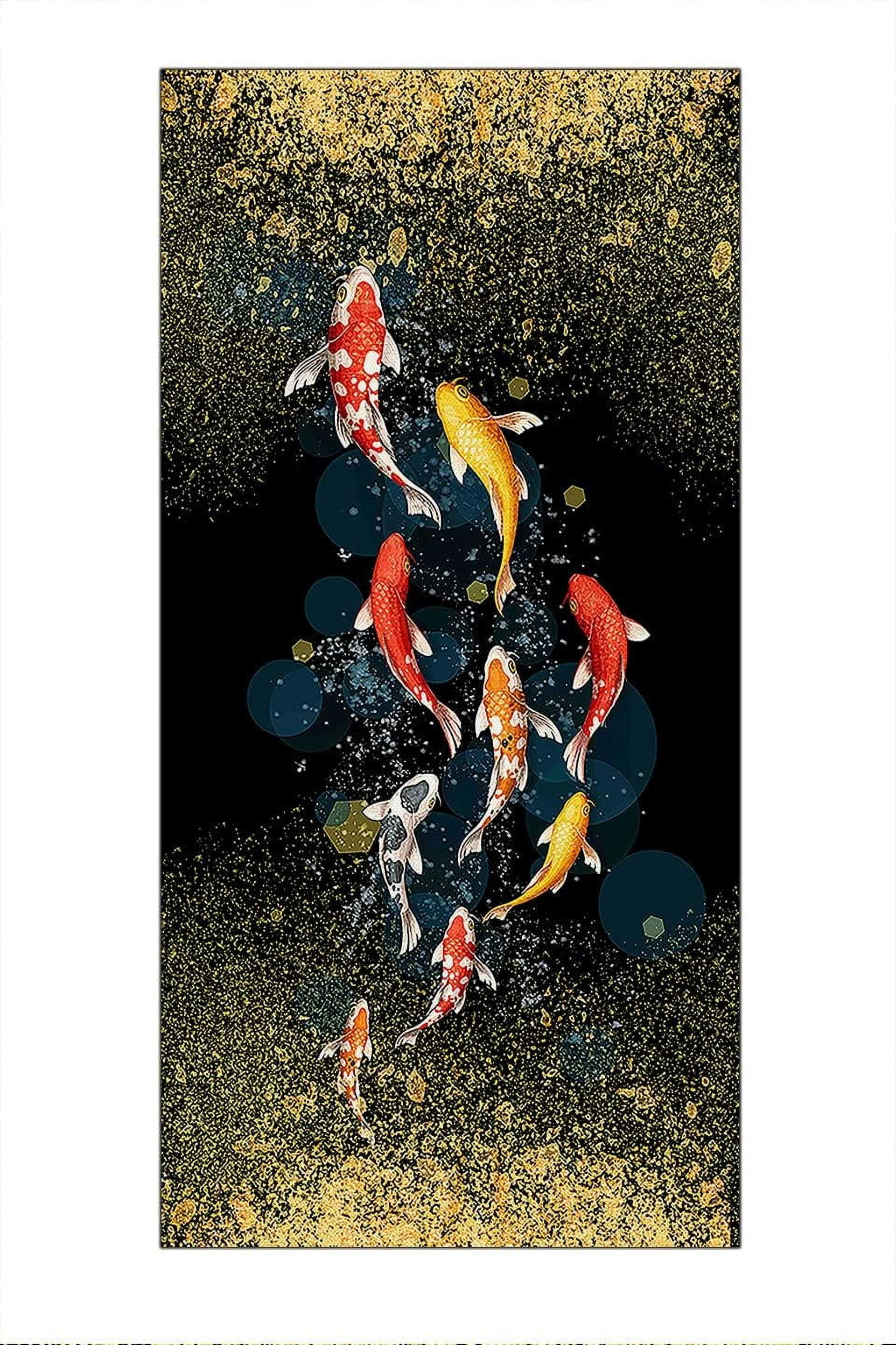 Ksiw Wall Posters Aesthetic Koi Fish Feng Shui Nine Fish Painting Lotus