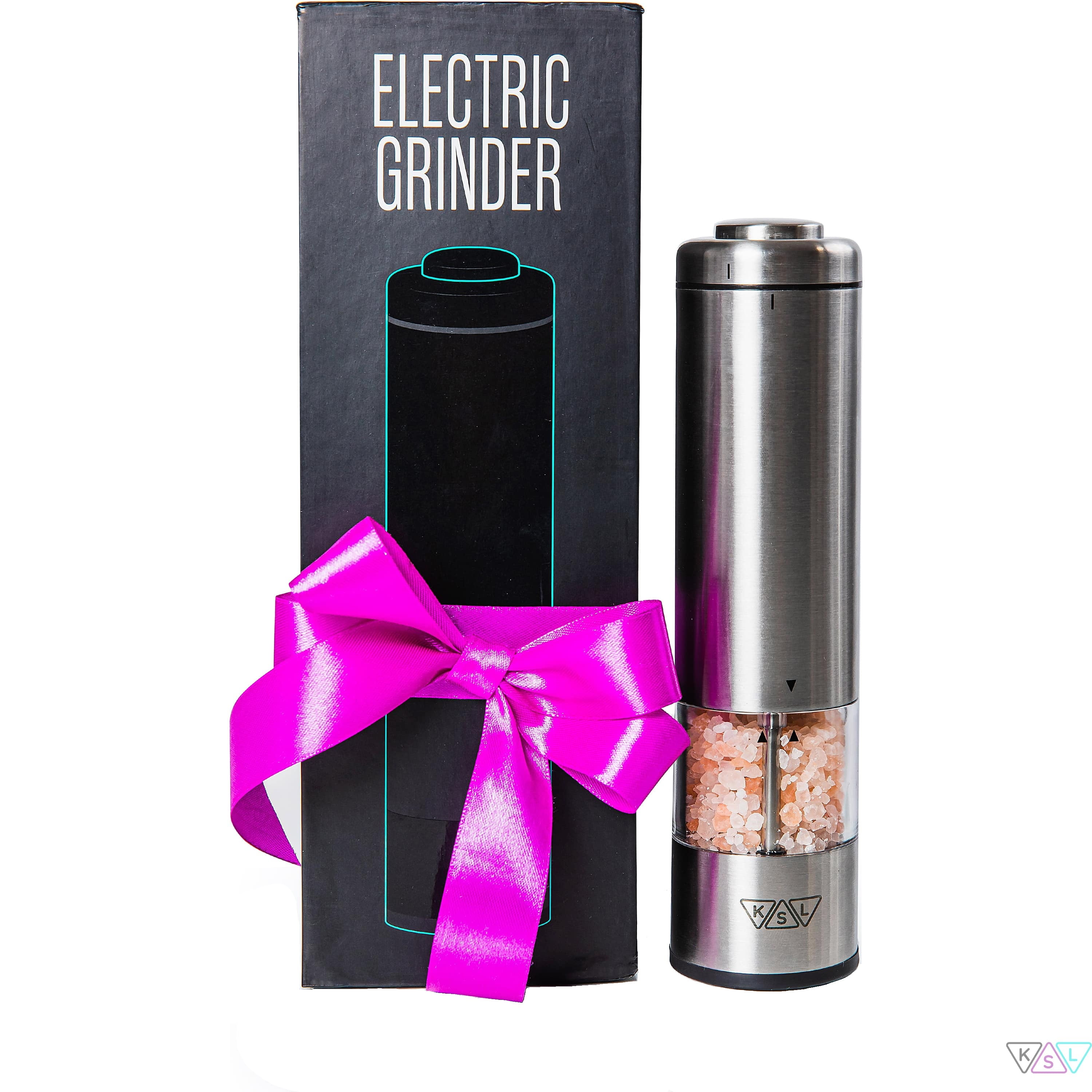 Electric Grinder Set, Raycial Automatic Electric Salt and Pepper Grinder Battery Powered with Adjustable Coarseness, LED Light and 80ml Larger
