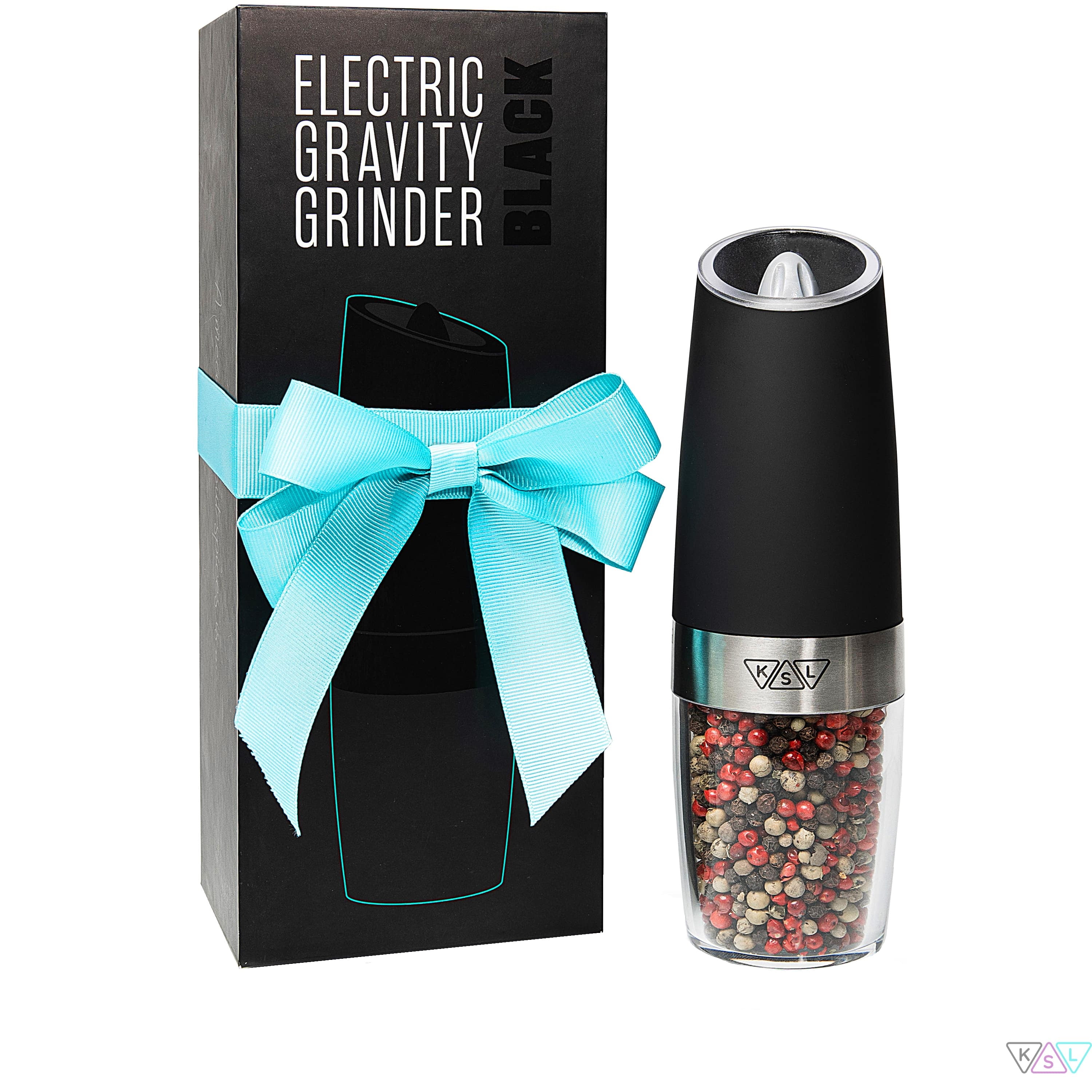 KSL Gravity Electric Salt and Pepper Grinder Set (Black) - Battery