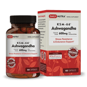 KSM-66 Ashwagandha by DailyNutra - 600mg Organic Root Extract - High Potency Supplement with 5% Withanolides | Stress Relief, Increased Energy and Focus (60 Capsules)