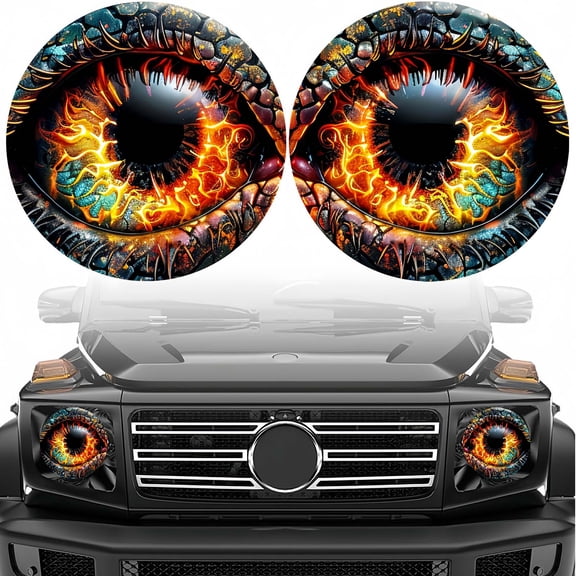 KSPEED 2PCS Beast Eyes Headlight Decals, 3D Stereo Eyes Headlight Decal Stickers, Car Accessories Round Headlight Decal for Jeep Wrangler
