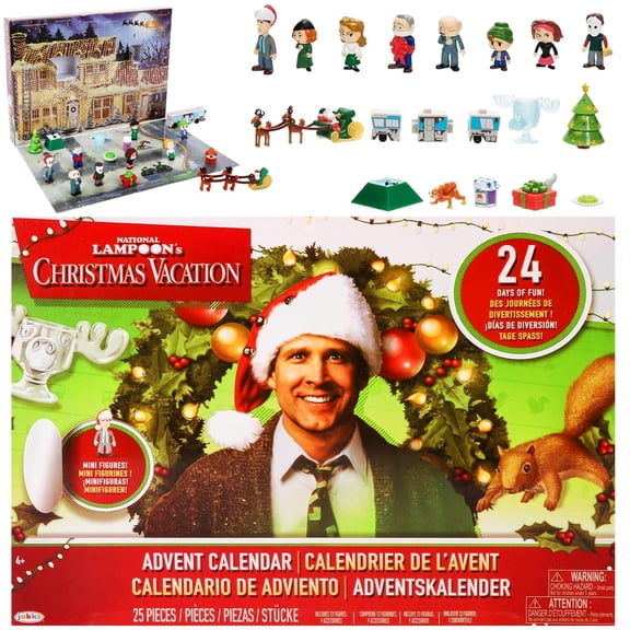 KSPEED Christmas Vacation Advent Calendar Holiday Calendar with (8) 1.5-Inch Scale Character Action Figures & Accessories, 24 Day Surprise Countdown with Pop-Up Environment