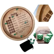 KSPEED Farkle Classic Dice Game with Tray, Classic Family Game, Natural  | Farkle Game Set Includes a 7" Wooden Dice Tray, 1 Sets Of Dice, a Dice Storage Bag and 50 Farkle Score Sheets