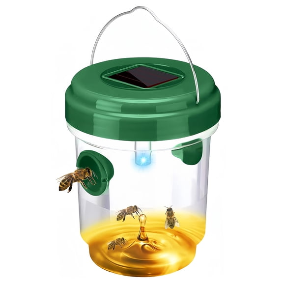 KSPEED Upgraded Solar Wasp Traps Outdoor Hanging Yellowjacket Trap Hornet Wasp Catcher with UV LED Light Reusable Bee Traps for Outside, Garden, Backyard, and Orchard