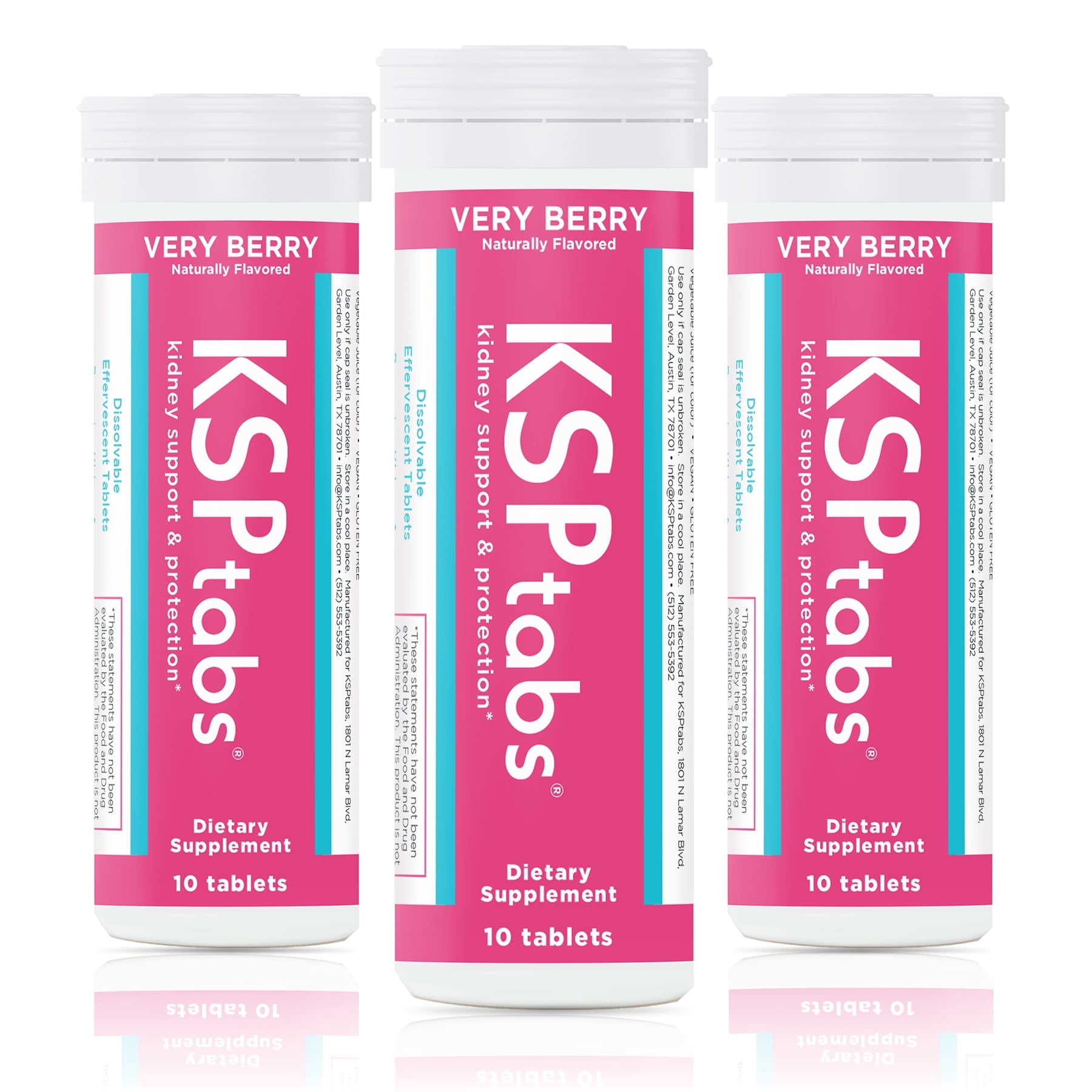 KSPtabs Hydration & Kidney Stone Treatment Tablets - Very Berry - 3 Pack