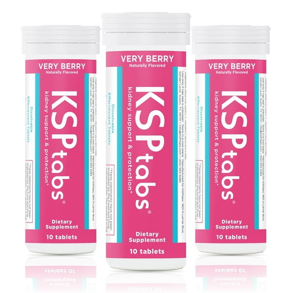 KSPtabs Hydration & Kidney Stone Treatment Tablets - Very Berry - 3 Pack