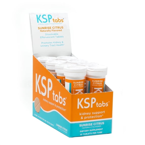 KSPtabs Kidney Health Supplement to Combat Calcium Oxalate Crystal Formation - Sunrise Citrus- Box of 8 Tubes