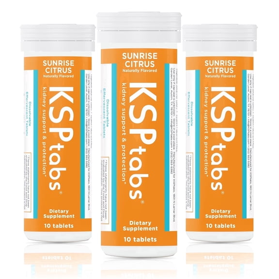 KSPtabs Kidney Health Supplement to Combat Calcium Oxalate Crystal Formation - Sunrise Citrus, 3 Pack