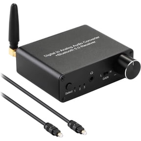 KSRplayer 192kHz DAC Bluetooth 5.0 Receiver with Headphone Amplifier (16-300) Optical/Coaxial to RCA & 3.5mm Audio Output, Volume Control for TV, Phone, Tablet
